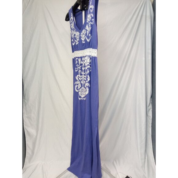 Currants Women's Purple White Floral Sleeveless Maxi Dress Size Small - Picture 2 of 6